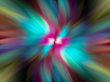 Soyut çok renkli yakınlaştırma efekti arka planı. Dijital olarak oluşturulmuş görüntü. Versicolor ışık ışınları. Renkli radyal bulanıklık, hızlı zumlama hareketi, güneş patlaması ya da yıldız patlaması. Banner Arkaplanı için Kullan