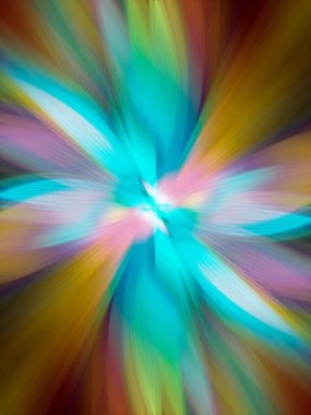 Soyut çok renkli yakınlaştırma efekti arka planı. Dijital olarak oluşturulmuş görüntü. Versicolor ışık ışınları. Renkli radyal bulanıklık, hızlı zumlama hareketi, güneş patlaması ya da yıldız patlaması. Banner Arkaplanı için Kullan