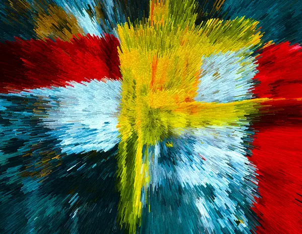 Levendige Abstracte Penseelstreken Geëxtrudeerde Kubussen Illustratie Met Hedendaagse Artistieke Achtergrond — Stockfoto