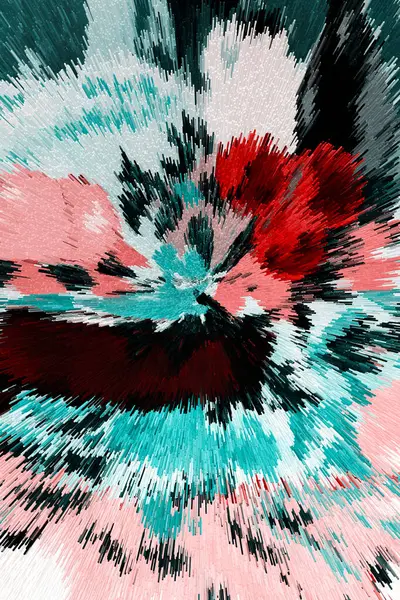 Vibrerande Abstrakta Brush Strokes Och Extruderade Kuber Illustration Med Samtida — Stockfoto