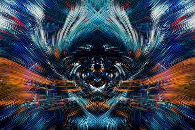 Grafikler için tasarım unsuru Vizyoner gerçeküstü sanat eserleri Fraktal Duvar Sanat Tasarımı. Benzersiz bir model. Soyut suluboya arkaplan bulanık çizgilerin fırça darbelerinin psikedelik dokusu