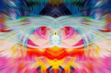 Grafikler için tasarım unsuru Vizyoner gerçeküstü sanat eserleri Fraktal Duvar Sanat Tasarımı. Benzersiz bir model. Soyut suluboya arkaplan bulanık çizgilerin fırça darbelerinin psikedelik dokusu