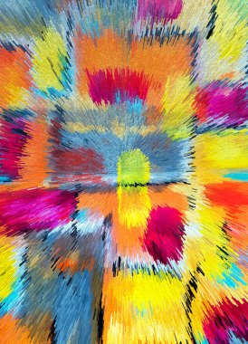 Dinamik Radyasyon Tasarımı ile Soyut Ekstrakt Piksel Patlaması Modern Çoklu Renk Sanatı