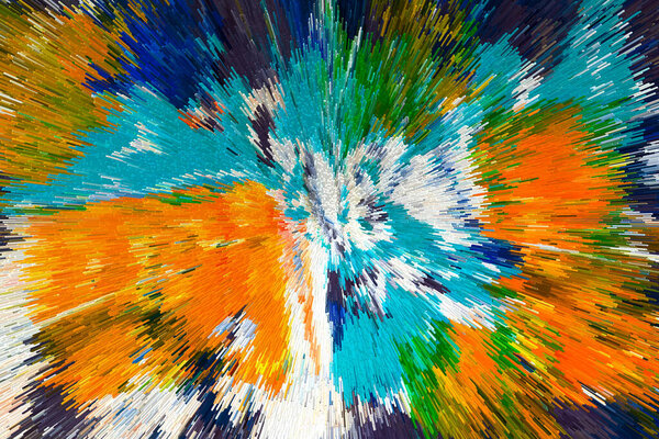 Abstract Extruded Pixel Burst  Modern Multicolor Artwork with Dynamic Radiant Design
