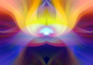 Simetrik Çizgiler ve Gradyan Renkleri, Modern Tasarımlar ve Yaratıcılık için Fütürist Geometrik Arkaplan ile Canlı Soyut Dijital Sanat