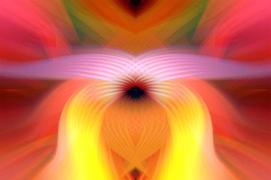 Simetrik Çizgiler ve Gradyan Renkleri, Modern Tasarımlar ve Yaratıcılık için Fütürist Geometrik Arkaplan ile Canlı Soyut Dijital Sanat