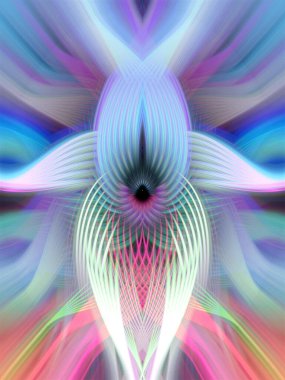 Simetrik Çizgiler ve Gradyan Renkleri, Modern Tasarımlar ve Yaratıcılık için Fütürist Geometrik Arkaplan ile Canlı Soyut Dijital Sanat