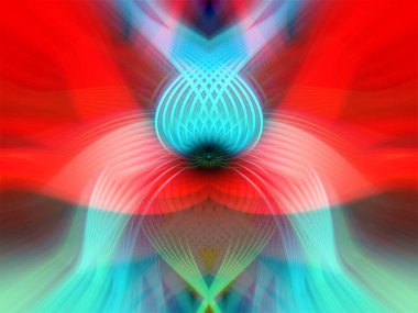 Simetrik Çizgiler ve Gradyan Renkleri, Modern Tasarımlar ve Yaratıcılık için Fütürist Geometrik Arkaplan ile Canlı Soyut Dijital Sanat