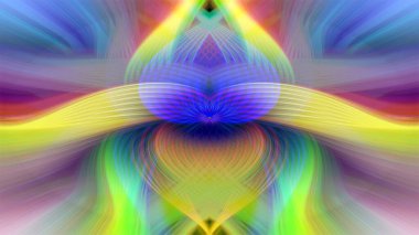 Simetrik Çizgiler ve Gradyan Renkleri, Modern Tasarımlar ve Yaratıcılık için Fütürist Geometrik Arkaplan ile Canlı Soyut Dijital Sanat