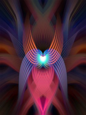 Vibrant Abstract Digital Art with Symmetrical Lines and Gradient Colors, Futuristic Geometric Background for Modern Designs and Creativity clipart