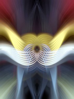 Simetrik Çizgiler ve Gradyan Renkleri, Modern Tasarımlar ve Yaratıcılık için Fütürist Geometrik Arkaplan ile Canlı Soyut Dijital Sanat