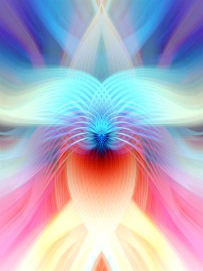 Simetrik Çizgiler ve Gradyan Renkleri, Modern Tasarımlar ve Yaratıcılık için Fütürist Geometrik Arkaplan ile Canlı Soyut Dijital Sanat