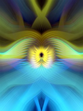 Simetrik Çizgiler ve Gradyan Renkleri, Modern Tasarımlar ve Yaratıcılık için Fütürist Geometrik Arkaplan ile Canlı Soyut Dijital Sanat