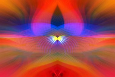 Simetrik Çizgiler ve Gradyan Renkleri, Modern Tasarımlar ve Yaratıcılık için Fütürist Geometrik Arkaplan ile Canlı Soyut Dijital Sanat