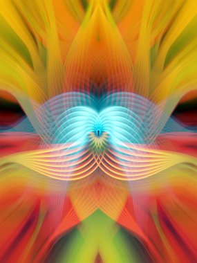 Simetrik Çizgiler ve Gradyan Renkleri, Modern Tasarımlar ve Yaratıcılık için Fütürist Geometrik Arkaplan ile Canlı Soyut Dijital Sanat