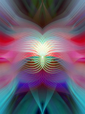 Simetrik Çizgiler ve Gradyan Renkleri, Modern Tasarımlar ve Yaratıcılık için Fütürist Geometrik Arkaplan ile Canlı Soyut Dijital Sanat