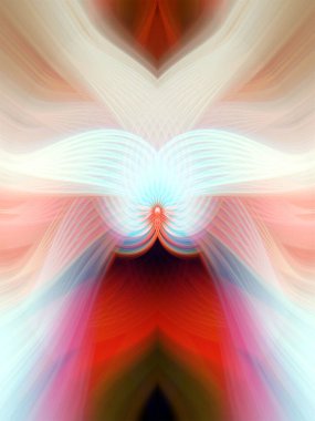 Simetrik Çizgiler ve Gradyan Renkleri, Modern Tasarımlar ve Yaratıcılık için Fütürist Geometrik Arkaplan ile Canlı Soyut Dijital Sanat