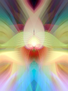 Simetrik Çizgiler ve Gradyan Renkleri, Modern Tasarımlar ve Yaratıcılık için Fütürist Geometrik Arkaplan ile Canlı Soyut Dijital Sanat