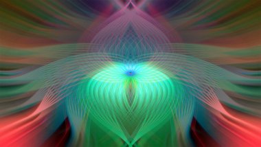 Simetrik Çizgiler ve Gradyan Renkleri, Modern Tasarımlar ve Yaratıcılık için Fütürist Geometrik Arkaplan ile Canlı Soyut Dijital Sanat