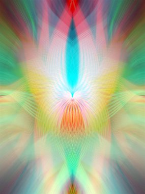 Simetrik Çizgiler ve Gradyan Renkleri, Modern Tasarımlar ve Yaratıcılık için Fütürist Geometrik Arkaplan ile Canlı Soyut Dijital Sanat