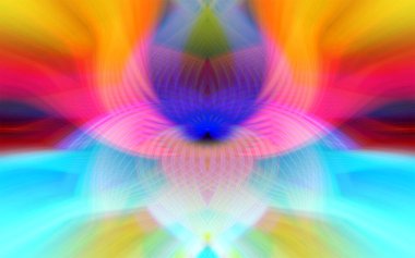 Simetrik Çizgiler ve Gradyan Renkleri, Modern Tasarımlar ve Yaratıcılık için Fütürist Geometrik Arkaplan ile Canlı Soyut Dijital Sanat