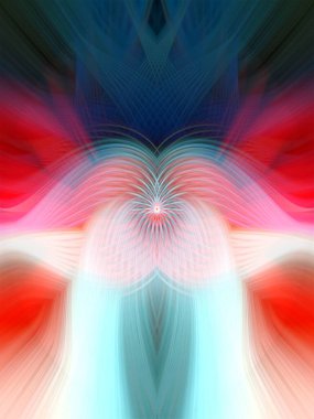 Simetrik Çizgiler ve Gradyan Renkleri, Modern Tasarımlar ve Yaratıcılık için Fütürist Geometrik Arkaplan ile Canlı Soyut Dijital Sanat