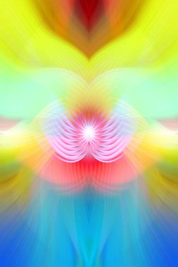 Simetrik Çizgiler ve Gradyan Renkleri, Modern Tasarımlar ve Yaratıcılık için Fütürist Geometrik Arkaplan ile Canlı Soyut Dijital Sanat