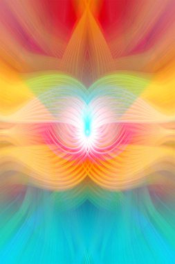 Simetrik Çizgiler ve Gradyan Renkleri, Modern Tasarımlar ve Yaratıcılık için Fütürist Geometrik Arkaplan ile Canlı Soyut Dijital Sanat