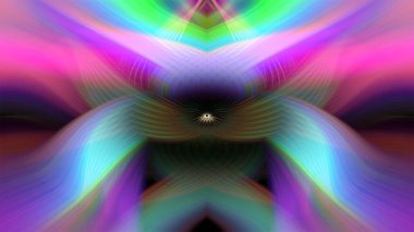 Simetrik Çizgiler ve Gradyan Renkleri, Modern Tasarımlar ve Yaratıcılık için Fütürist Geometrik Arkaplan ile Canlı Soyut Dijital Sanat