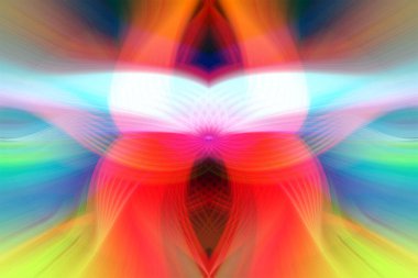 Simetrik Çizgiler ve Gradyan Renkleri, Modern Tasarımlar ve Yaratıcılık için Fütürist Geometrik Arkaplan ile Canlı Soyut Dijital Sanat