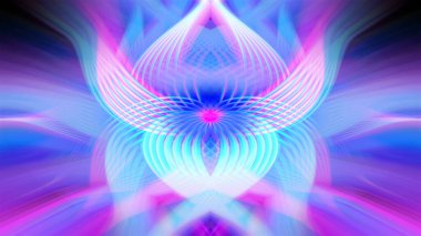 Simetrik Çizgiler ve Gradyan Renkleri, Modern Tasarımlar ve Yaratıcılık için Fütürist Geometrik Arkaplan ile Canlı Soyut Dijital Sanat