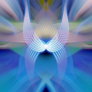 Simetrik Çizgiler ve Gradyan Renkleri, Modern Tasarımlar ve Yaratıcılık için Fütürist Geometrik Arkaplan ile Canlı Soyut Dijital Sanat