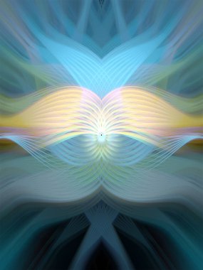 Simetrik Çizgiler ve Gradyan Renkleri, Modern Tasarımlar ve Yaratıcılık için Fütürist Geometrik Arkaplan ile Canlı Soyut Dijital Sanat