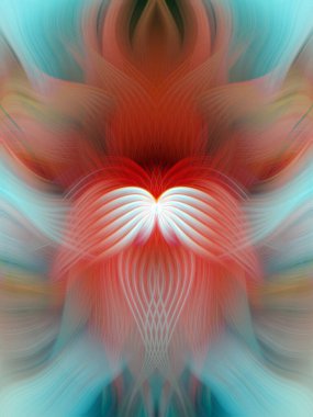 Renkli soyut modern sanat arka planı canlı renkler, simetrik kaleydoskop desenleri ve mavi, kırmızı, pembe, sarı ve yeşil renkli akışkan dokular.