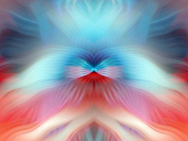 Renkli soyut modern sanat arka planı canlı renkler, simetrik kaleydoskop desenleri ve mavi, kırmızı, pembe, sarı ve yeşil renkli akışkan dokular.