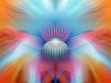 Renkli soyut modern sanat arka planı canlı renkler, simetrik kaleydoskop desenleri ve mavi, kırmızı, pembe, sarı ve yeşil renkli akışkan dokular.