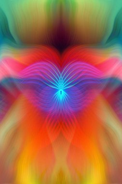 Colorful abstract modern art background with vibrant gradient hues, symmetrical kaleidoscope patterns, and smooth flowing textures in blue, red, pink, yellow, and green clipart