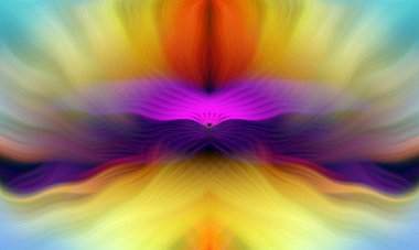 Renkli soyut modern sanat arka planı canlı renkler, simetrik kaleydoskop desenleri ve mavi, kırmızı, pembe, sarı ve yeşil renkli akışkan dokular.