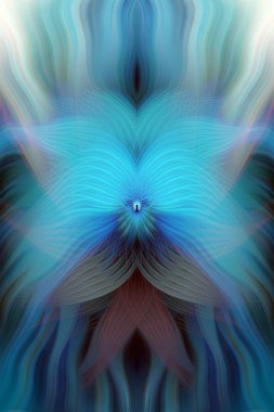 Renkli soyut modern sanat arka planı canlı renkler, simetrik kaleydoskop desenleri ve mavi, kırmızı, pembe, sarı ve yeşil renkli akışkan dokular.