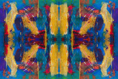 Kaleydoskopik Çok Renkli ve Karışık Girdap Tasarımlı Soyut Sanat