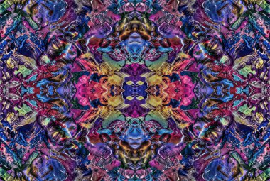 Kaleydoskopik Çok Renkli ve Karışık Girdap Tasarımlı Soyut Sanat