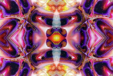 Kaleydoskopik Çok Renkli ve Karışık Girdap Tasarımlı Soyut Sanat