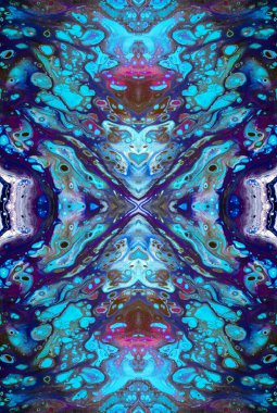 Kaleydoskopik Çok Renkli ve Karışık Girdap Tasarımlı Soyut Sanat