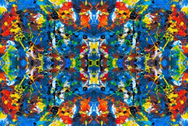 Kaleydoskopik Çok Renkli ve Karışık Girdap Tasarımlı Soyut Sanat