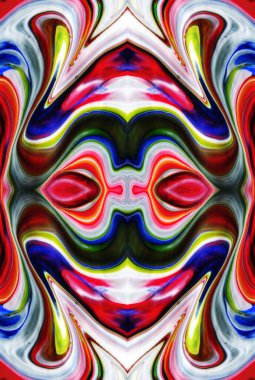 Kaleydoskopik Çok Renkli ve Karışık Girdap Tasarımlı Soyut Sanat