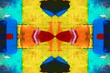 Kaleydoskopik Çok Renkli ve Karışık Girdap Tasarımlı Soyut Sanat