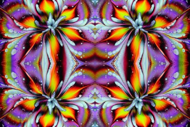 Kaleydoskopik Çok Renkli ve Karışık Girdap Tasarımlı Soyut Sanat
