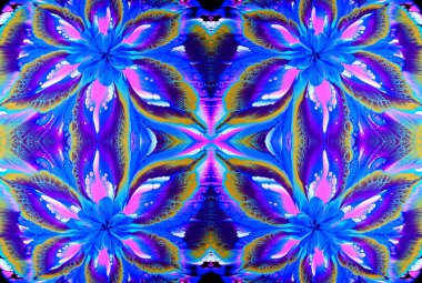 Kaleydoskopik Çok Renkli ve Karışık Girdap Tasarımlı Soyut Sanat