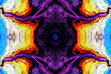 Kaleydoskopik Çok Renkli ve Karışık Girdap Tasarımlı Soyut Sanat