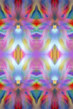 Renkli Soyut Kaleydoskop Deseni Canlı Gradyan Renkleri ve Simetrik Tasarım Modern Dijital Sanatsal Çalışması